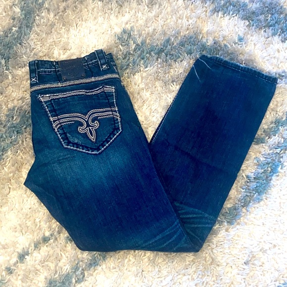 Rock Revival Jonathan Straight Boot Cut Jeans Dark Wash